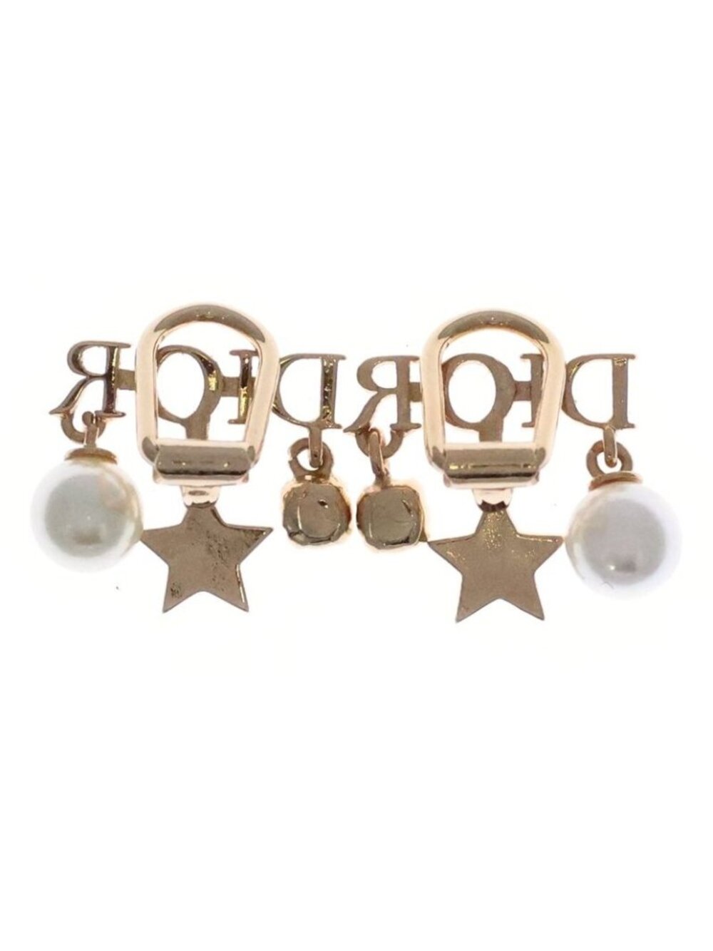 Dior Logo Earrings Gold Star Pearl - Picture 5 of 6